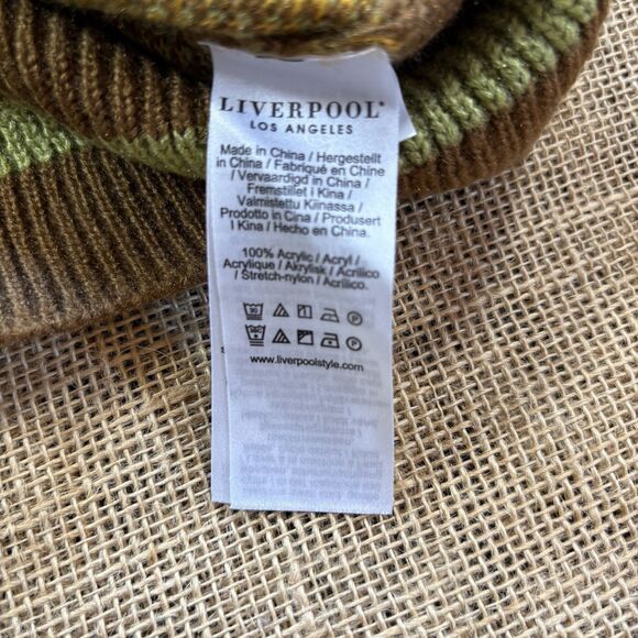 Liverpool Los Angeles Woman's Argyle Brown/Green V-Neck Sweater Size Small - Picture 5 of 6